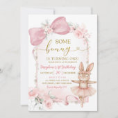 Invitation Coquette florale rose Grotte de boeuf premier anni (Devant)