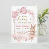 Invitation Coquette florale rose Grotte de boeuf premier anni (Debout devant)