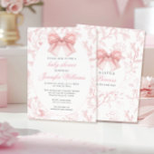 Invitation Coquette Florale Rose mignonne Bébé Bébé Fille Dou