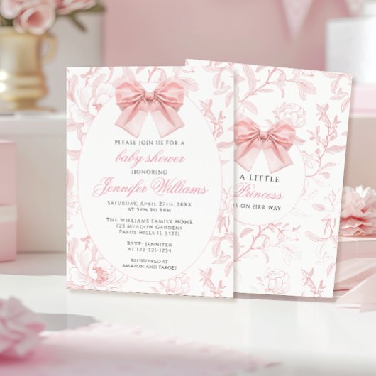Invitation Coquette Florale Rose mignonne Bébé Bébé Fille Dou