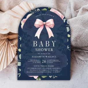Invitation Coquette florale rose pâle Baby shower de la Marin
