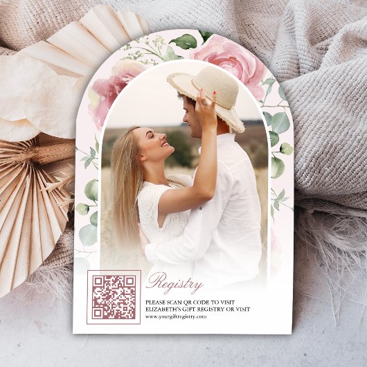 Invitation Coquette florale rose pâle Fête des mariées arc