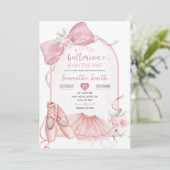 Invitation Coquette Florale rose Petit Baby shower Ballerina (Debout devant)