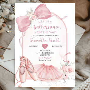 Invitation Coquette Florale rose Petit Baby shower Ballerina