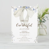 Invitation Coquette florale superbe Bow Girl 1er anniversaire (Debout devant)