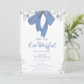 Invitation Coquette florale superbe Bow Girl 1er anniversaire (Debout devant)