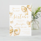 Invitation Coquette Gold Bow Sweet 16 Party (Debout devant)