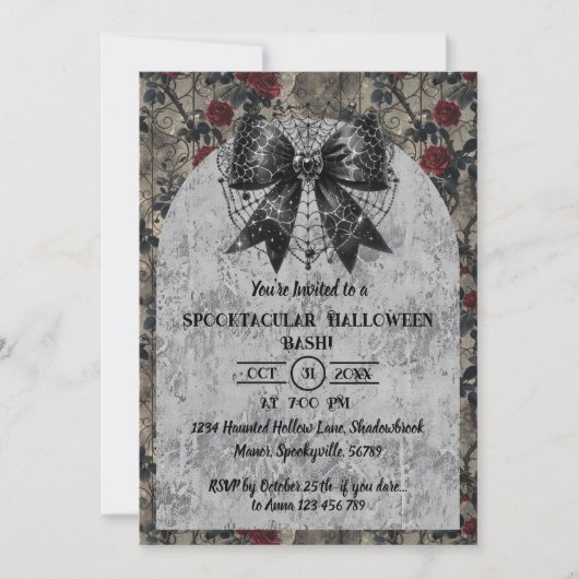Invitation Coquette Halloween Dark Bow (Devant)