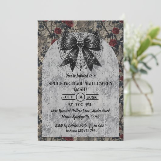 Invitation Coquette Halloween Dark Bow (Debout devant)