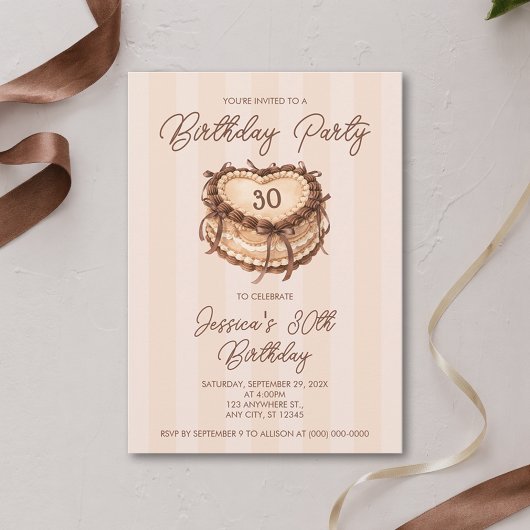 Invitation Coquette Heart Cake Birthday
