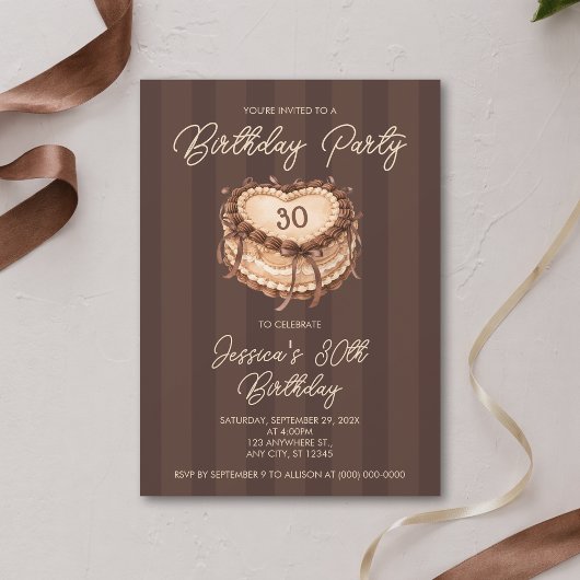 Invitation Coquette Heart Cake Birthday