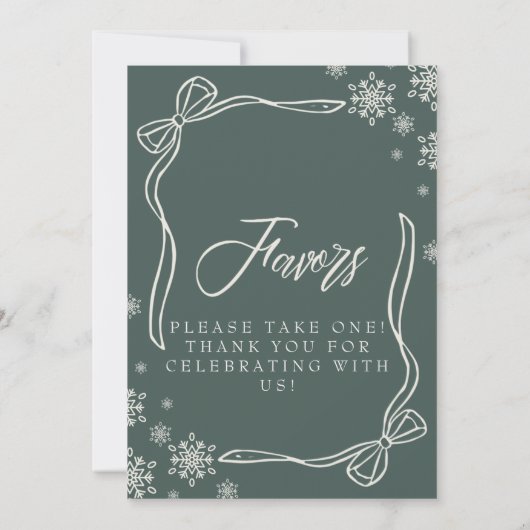 Invitation Coquette hiver vert Favoriser le panneau de table (Dos)