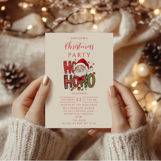 Invitation Coquette Ho Ho Ho Santa Christmas