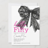 Invitation Coquette Hot rose noir Bow Bonjour Cinquante Anniv (Devant)