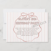 Invitation Coquette joli arc pyjama fête anniversaire (Dos)