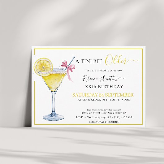 Invitation Coquette lemon cocktail A tini bit Older birthday
