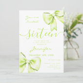 Invitation Coquette Lime Green Bow Sweet 16 Anniversaire (Debout devant)