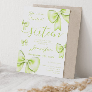 Invitation Coquette Lime Green Bow Sweet 16 Party