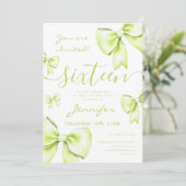 Invitation Coquette Lime Green Bow Sweet 16 Party (Debout devant)