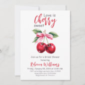 Invitation Coquette Love est Cherry Sweet Bow Fête des mariée (Devant)