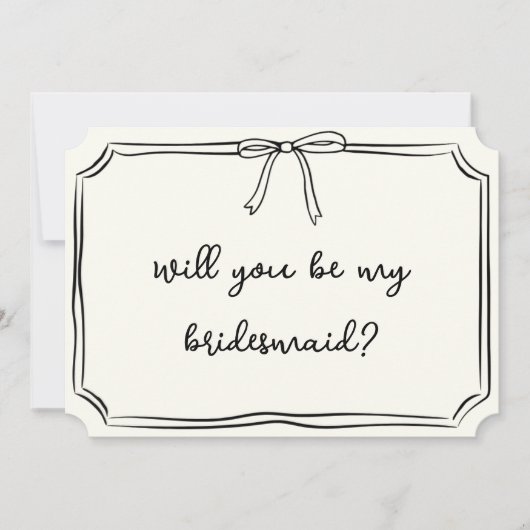 Invitation Coquette manuscrite Bow Chic Bridesmaid Propositio (Devant)