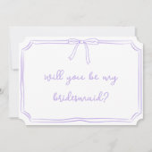 Invitation Coquette manuscrite Bow Chic Bridesmaid Propositio (Devant)