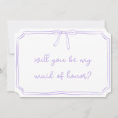 Invitation Coquette manuscrite Bow Maid of Honor Proposition (Devant)