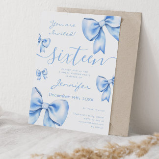 Invitation Coquette Marine Bleu Bow Sweet 16 Party