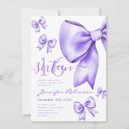 Invitation Coquette mignonne pourpre cou doux 16 (Devant)