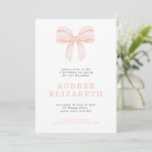 Invitation Coquette minimaliste Blush Bow Girls Anniversaire (Debout devant)