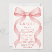 Invitation Coquette modifiable Bow rose Anniversaire Invitati (Devant)