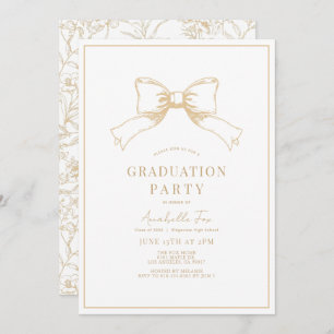 Invitation Coquette Ocher Bow Ribbon Graduation Party