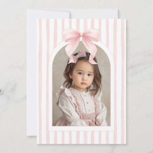 Invitation Coquette ONE derful Pink Bow Girl 1er anniversaire (Dos)