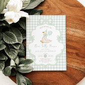Invitation Coquette One Silly Goose Sage Green Bow Birthday