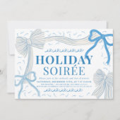 Invitation Coquette Pale Blue Bows Noël Soirée (Devant)