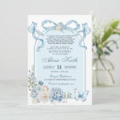 Invitation Coquette Papillon Bleu Poussiéreux (Debout devant)