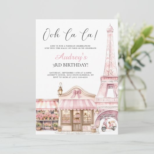 Invitation Coquette Paris Café parisien (Debout devant)