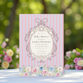 Invitation coquette pastel Rose Baby Shower with qr code rsvp