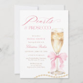 Invitation Coquette Pearls and Prosecco Bridal Shower (Devant)