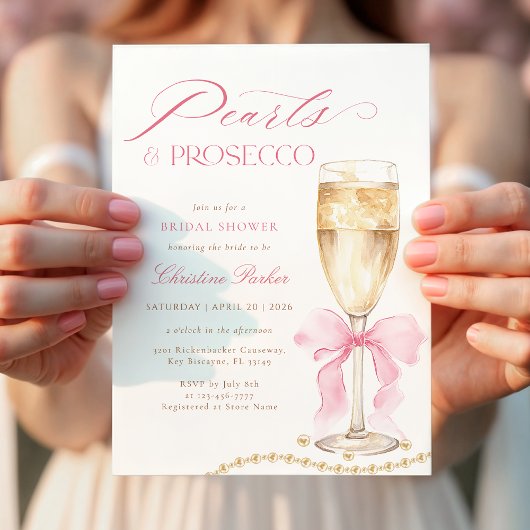 Invitation Coquette Pearls and Prosecco Bridal Shower