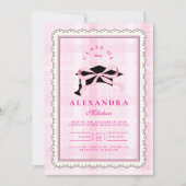 Invitation Coquette Photo Pink Bow Graduation (Devant)