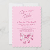 Invitation Coquette Pink Bow Baby Douche (Devant)