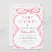 Invitation Coquette Pink Bow Baby Douche (Devant)