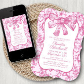 Invitation Coquette Pink Bow Baby Douche
