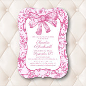 Invitation Coquette Pink Bow Baby Douche
