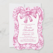 Invitation Coquette Pink Bow Baby Douche (Devant)