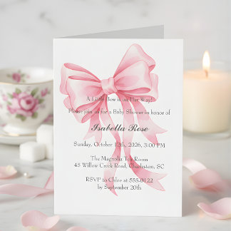 Invitation Coquette Pink Bow Baby Shower It's a Girl