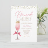 Invitation Coquette Pink Bow Brunch & Fête des mariées Bubbly (Debout devant)