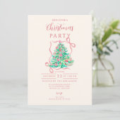 Invitation Coquette Pink Bow Christmas (Debout devant)