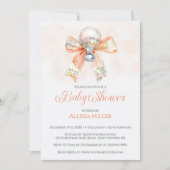 Invitation Coquette Pink Bow Gingham Girl Baby Shower (Devant)